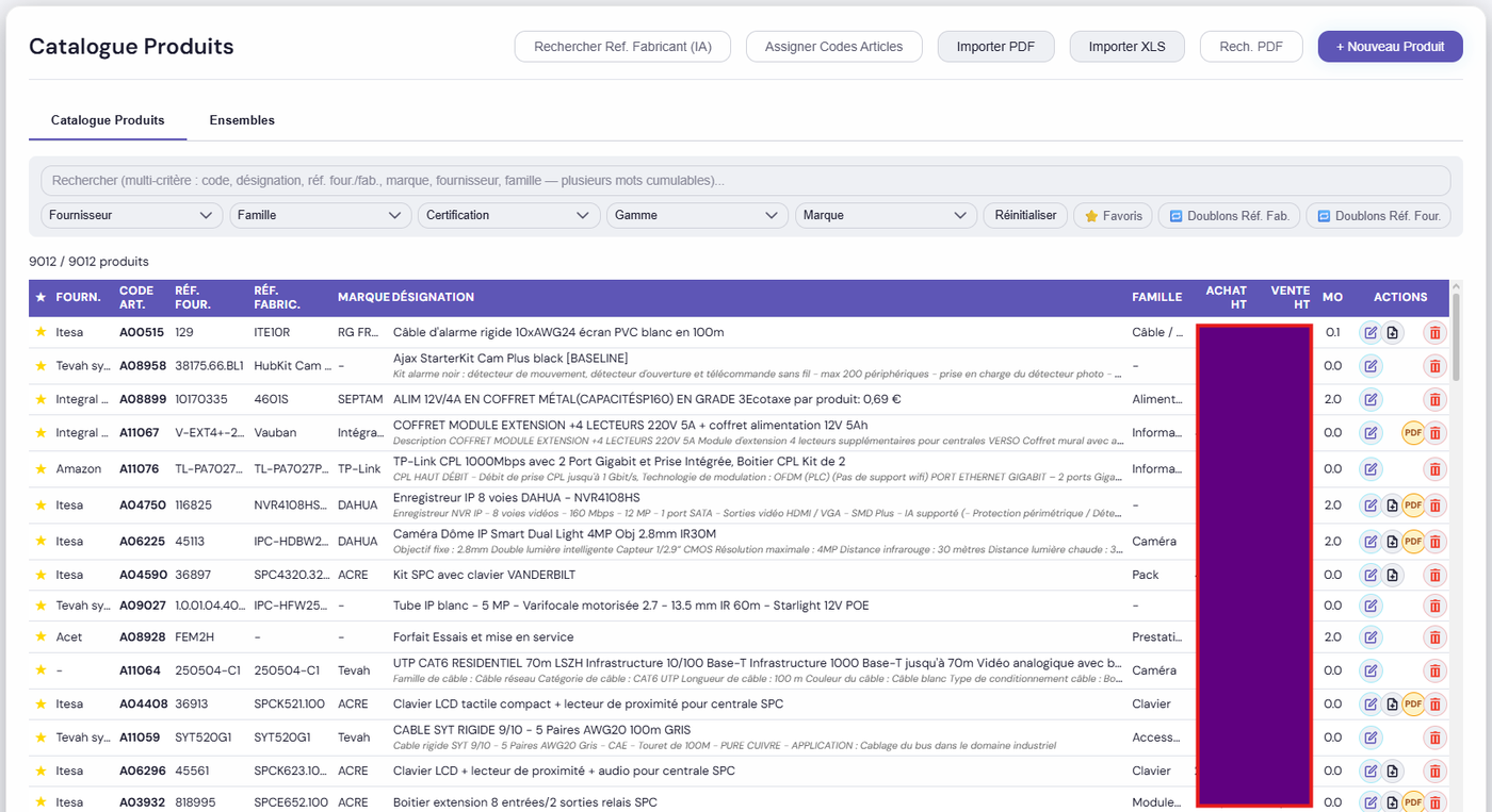 Le catalogue et ses filtres par certification